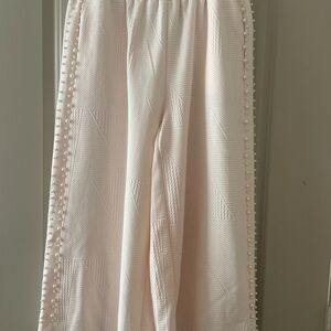 Umgee Cream Textured Ankle Pants with Side Details